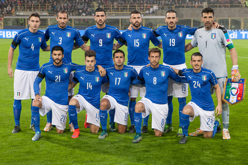 BOLOGNA 17-11-2015 CALCIO AMICHEVOLE ITALIA-ROMANIA, NELLA FOTO LA SQUADRA DELLA NAZIONALE ITALIANA